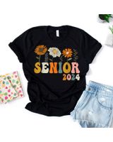 Senior 2024 Class Of 2024 Back School Graduation Flower Shirt Unisex Standard T-Shirt black s