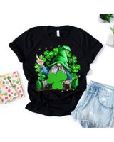Womens Cute Gnome Holding Shamrock St Patrick's Day Women Ns Shirt Unisex Standard T-Shirt black s